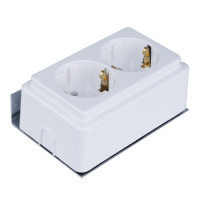 Розетка ECMEDIA-2xSCH (подвійна накладна 230V з ЗК Schuko, з кріпленням)