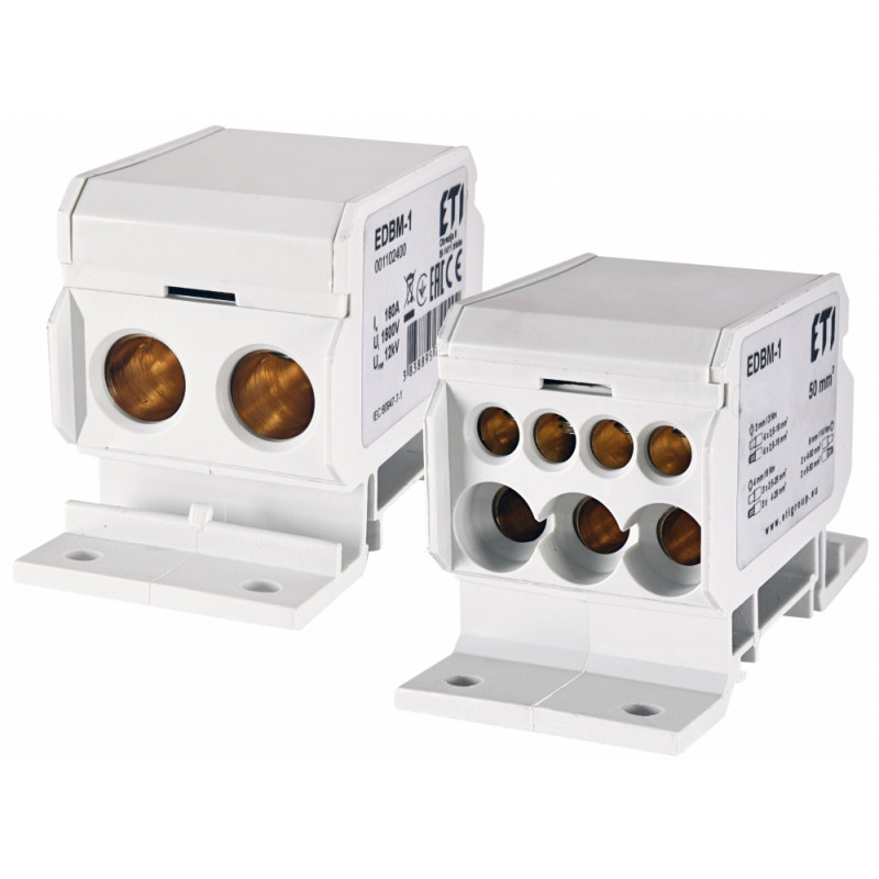 Блок розподільчий EDBM-1 (160А, 1500V AC/DC, OUT: 1x4-50; 3x2,5-25; 4x2,5-16)
