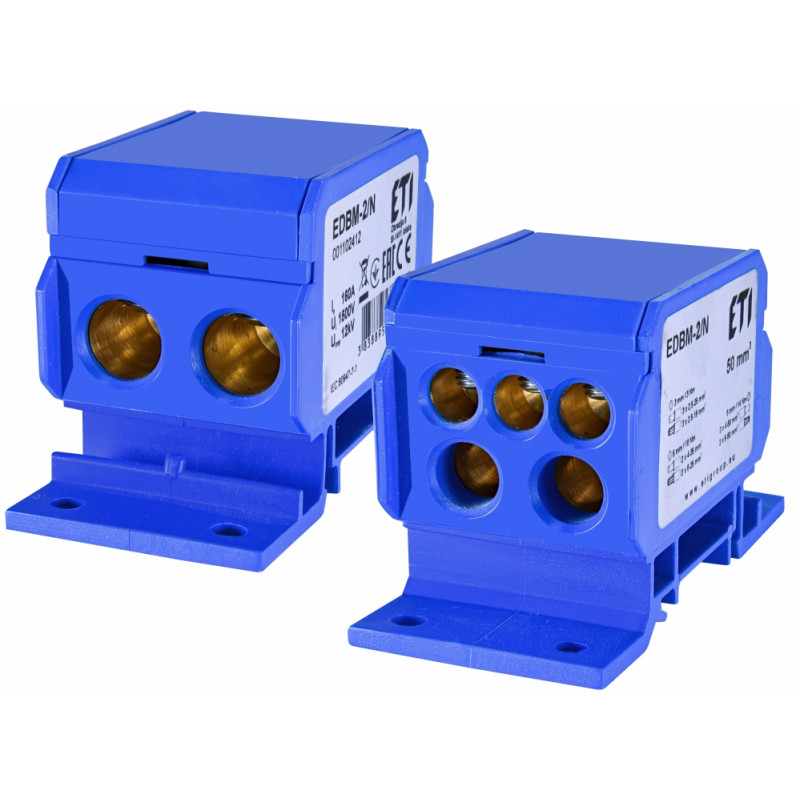 Блок розподільчий EDBM-2/N (160А, 1500V AC/DC, OUT: 1x4-50; 2x4-35; 3x2,5-25)
