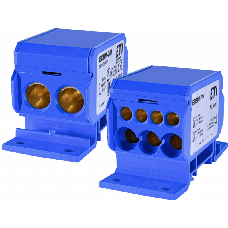 Блок розподільчий EDBM-7/N (192А, 1500V AC/DC, OUT: 1x4-70; 3x2,5-25; 4x2,5-16)