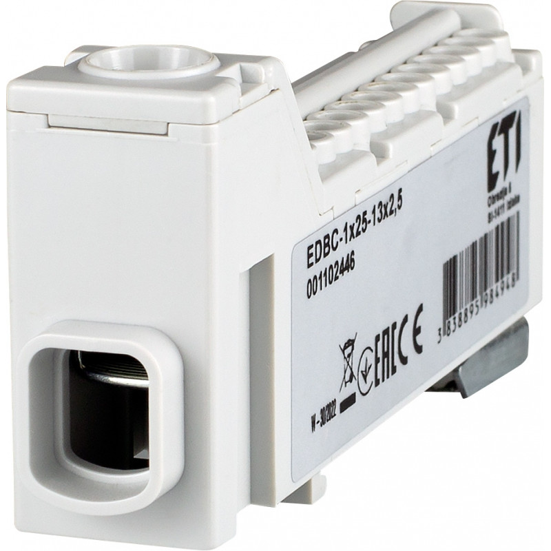 Блок розподільчий EDBC-1x25-13x2,5 (63A, 1000V AC/1500V DC, IN: 1x25, OUT: 13x2,5; сірий)