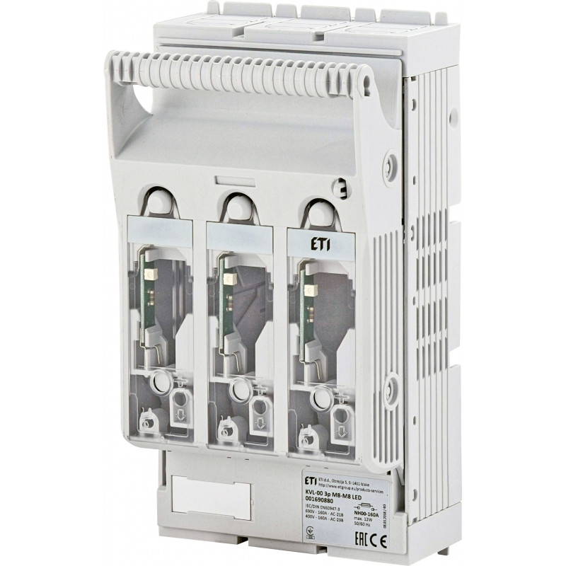 Роз'єднувач KVL 00 3P 160A (Клеми M8-M8, LED індикація)