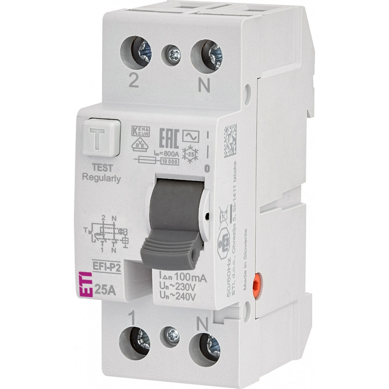 Реле диференційне (ПЗВ) 2р EFI-P2 25/0,1 тип AC (10kA)