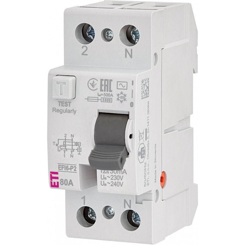 Реле диференційне (ПЗВ) 2р EFI6-P2 80/0,03 тип AC (6kA)