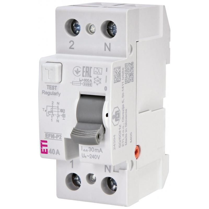 Реле диференційне (ПЗВ) 2р EFI6-P2 40/0,03 тип A (6kA)