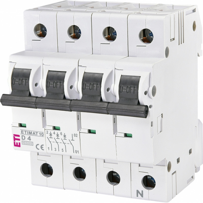 Авт. вимикач ETIMAT 10 3p+N D 4А (10kA)