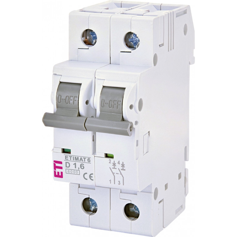 Авт. вимикач ETIMAT 6 2p D 1,6A (6kA)