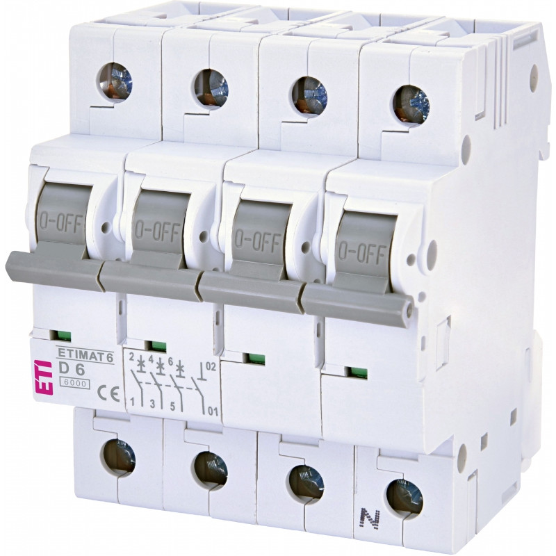 Авт. вимикач ETIMAT 6 3p+N D 6А (6 kA)