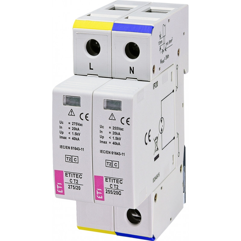 Обмежувач перенапруги ETITEC C T2 275/20 (1+1) 2p