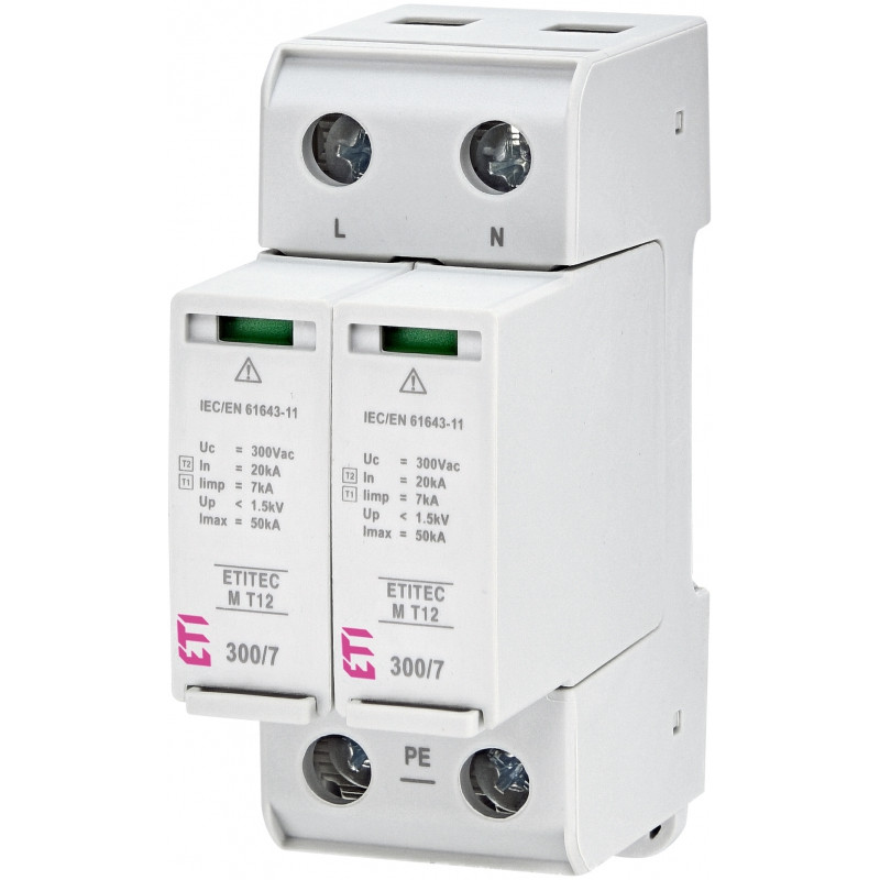 Обмежувач перенапруги ETITEC M T12 300/7 (2+0, 2p, TNC-S)