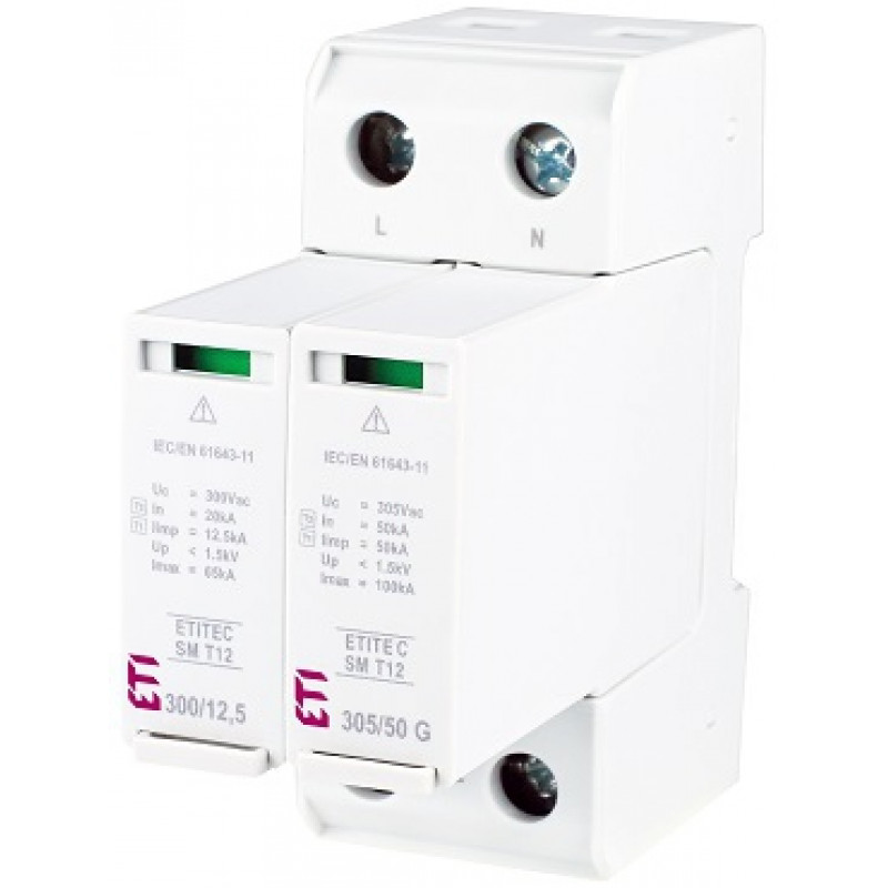 Обмежувач перенапруги ETITEC SM T12 300/12,5 (2+0, 2p, TNC-S) RC