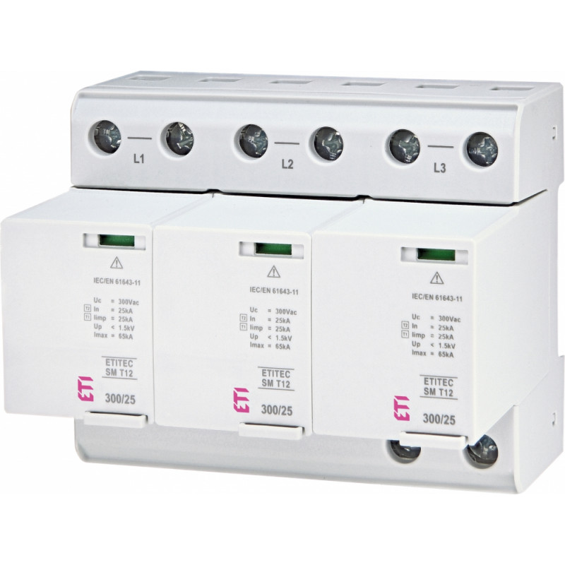 Обмежувач перенапруги ETITEC SM T12 300/25 (3+0, 6p, TNC) RC