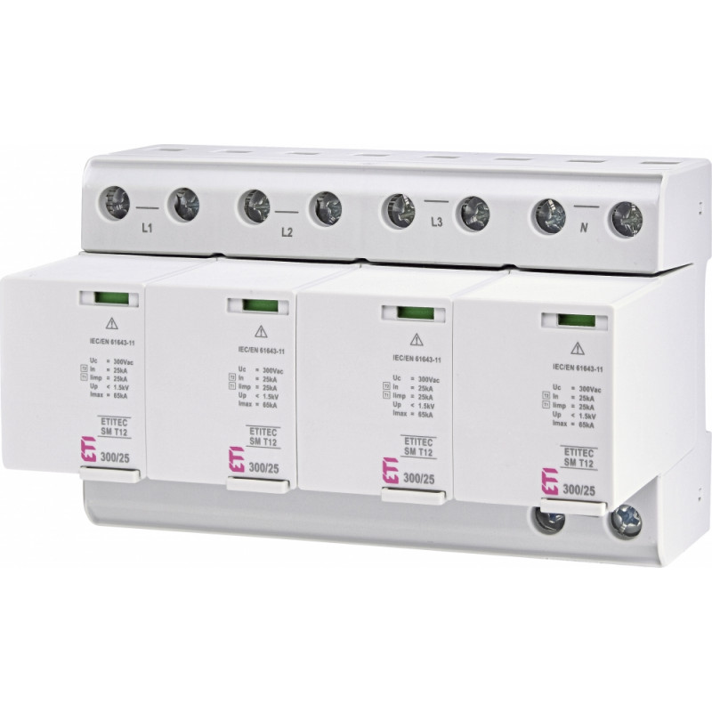 Обмежувач перенапруги ETITEC SM T12 300/25 (4+0, 8p, TNC-S)