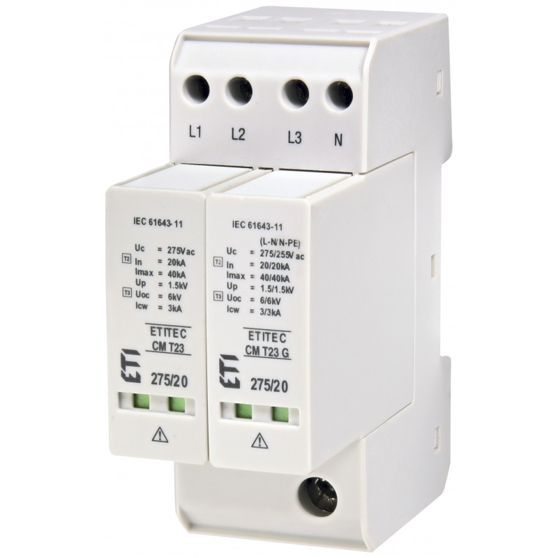 Обмежувач перенапруги ETITEC CM T23 275/20 (3+1, 2р, ТТ)