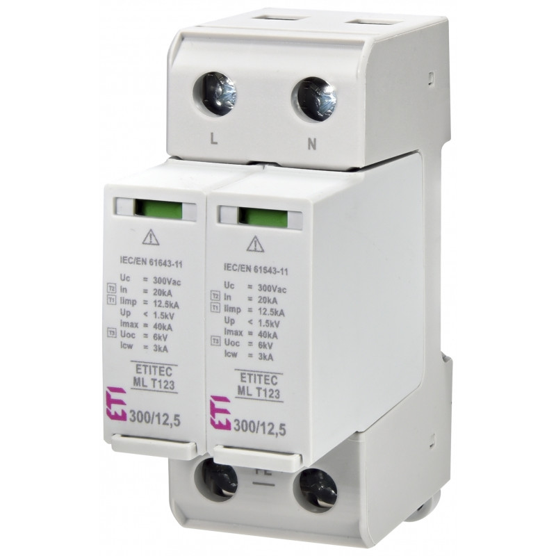 Обмежувач перенапруги ETITEC ML T123 300/12,5 (2+0, 2p, TNC-S)