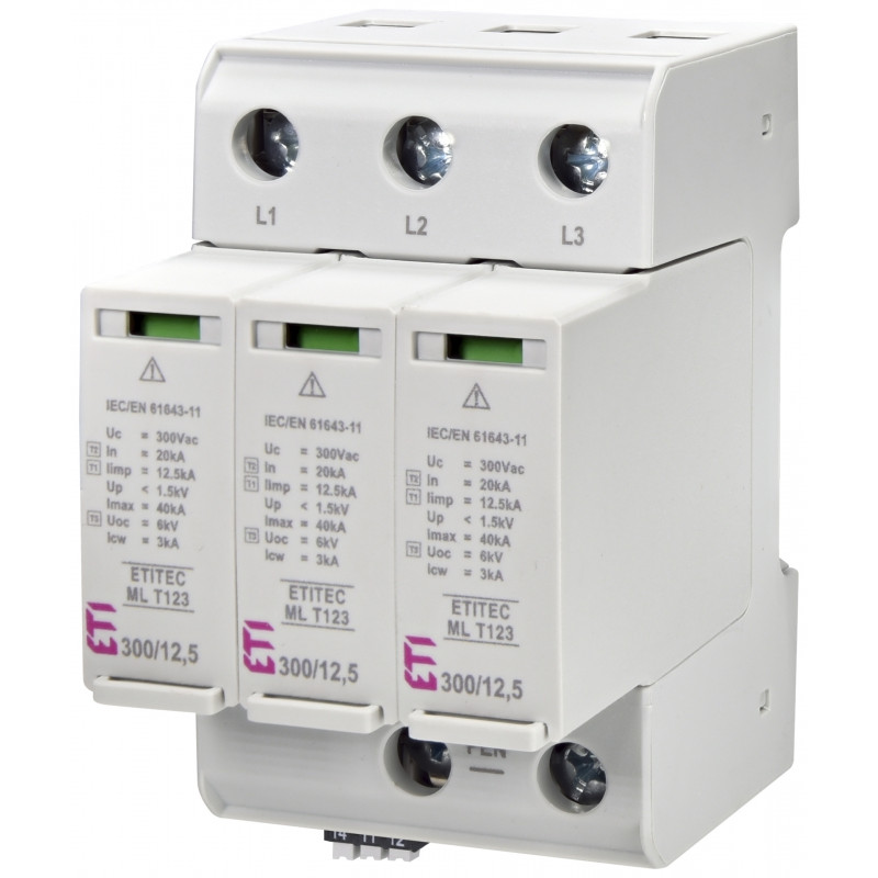 Обмежувач перенапруги ETITEC ML T123 300/12,5 (3+0, 3p, TNC) RC