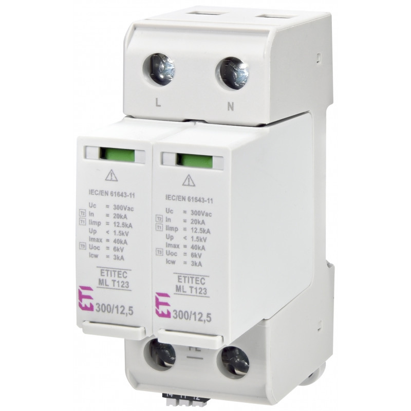 Обмежувач перенапруги ETITEC ML T123 300/12,5 (1+1, 2p, TТ) RC