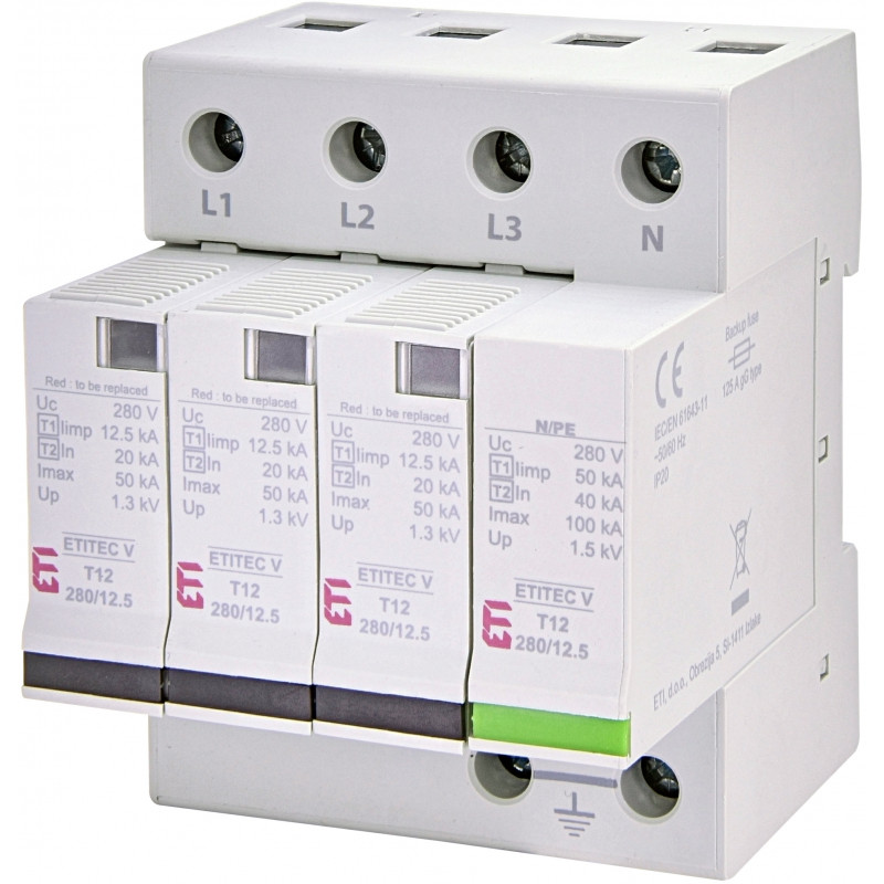 Обмежувач перенапруги ETITEC V T12 280/12,5 (3+1) RC