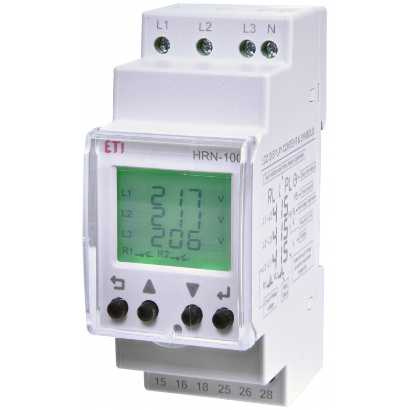 Багатофункціональне реле контролю напруги HRN-100 (3F, 2x5A_AC1)