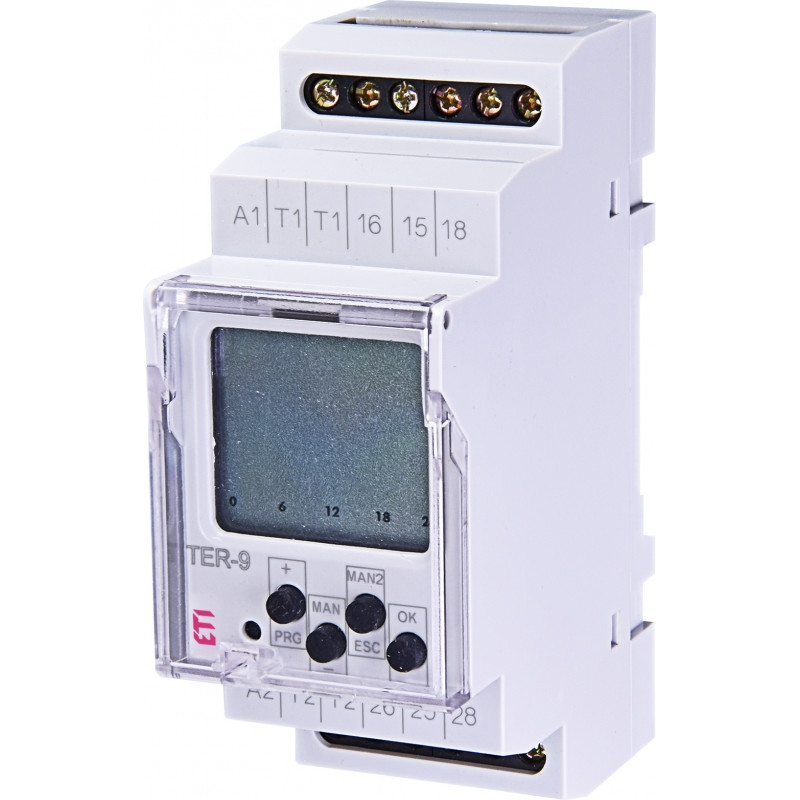 Багатофункціональний цифровий термостат+цифровий таймер TER-9 24V AC/DC (2x16A_AC1)
