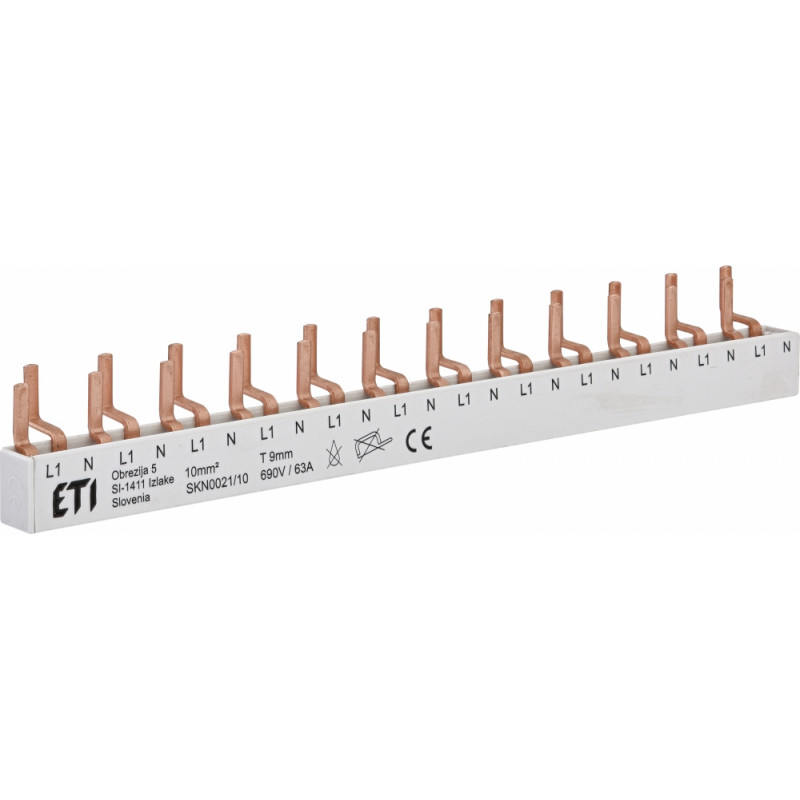 Шина живлення IZ-SKN0021/10 (10мм2, 1P+N, 0.22м, Pin, 12mod.)
