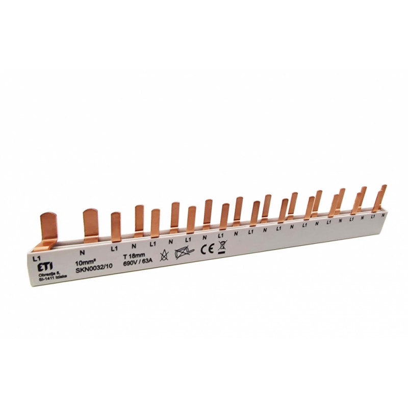 Шина живлення IZ-SKN0032/10 (10мм2, 1P+N, 0.22м, Pin, 12mod.)