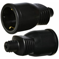 Розетка кабельна 1-на ERS-1 (2Р+РЕ, Schuko, каучук, IP20, чорна)