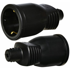 Розетка кабельна 1-на ERS-1 (2Р+РЕ, Schuko, каучук, IP20, чорна)