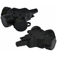 Розетка кабельна 3-на з заглушками ERS-3C (3x2Р+РЕ, Schuko, IP44, каучук, чорна)