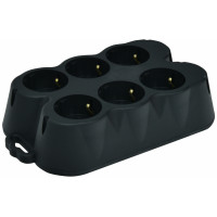 Блок розеток 6-місний ERS-6B (6x2Р+РЕ, Schuko, каучук, IP20, чорний)