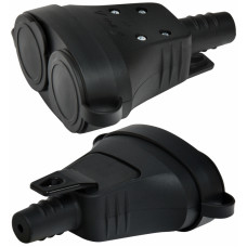 Розетка кабельна 2-на з заглушками ERS-2C (2x2Р+РЕ, Schuko, IP44, каучук, чорна)
