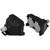 Розетка кабельна 2-на з кришками ERS-2CM (2x2Р+РЕ, Schuko, IP44, каучук, чорна)