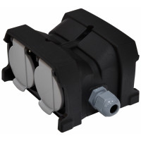 Розетка кабельна 4-на з кришками ERS-4CM (4x2Р+РЕ, Schuko, IP44, каучук, чорна)