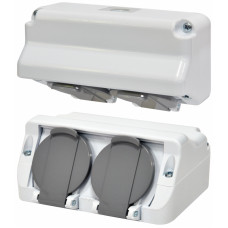 Розетка 2-на кутова PRE-2 (2x2Р+РЕ, Schuko, IP44, 16A, 250V, полікарбонат)