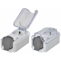Розетка 2-на з кришк. PRE-2PC для вилки PKB-90 (2x2Р+РЕ, Schuko, IP44, 16A, 250V, полікарбонат)