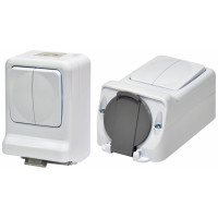 Мікс PRV-2: 2-кл.вим.+ 1-на розетка (2Р+РЕ, Schuko, IP44, 10/16A, 250V, полікарбонат)