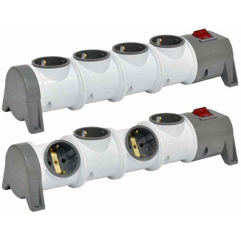 Блок для подовжувача 4-місний EC4-EMP (4x2Р+РЕ, Schuko, пустий, IP20, 16A, 250V)