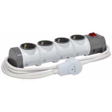 Блок подовж. 4-місний із захист. EC4-3 (4x2Р+РЕ, Schuko, кабель 3м, IP20, 16A, 250V)