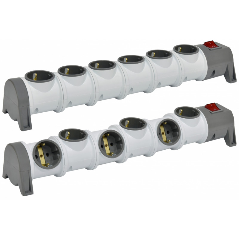 Блок для подовжувача 6-місний EC6-EMP (6x2Р+РЕ, Schuko, пустий, IP20, 16A, 250V)