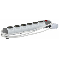 Блок подовж. 6-місний із захист. EC6-3 (6x2Р+РЕ, Schuko, кабель 3м, IP20, 16A, 250V)