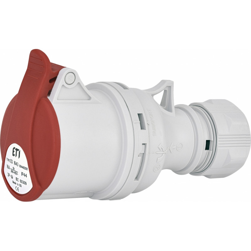 Розетка кабельна (силовий роз'єм) ES-1643 IP44 (16A, 400V, 3P+PE)