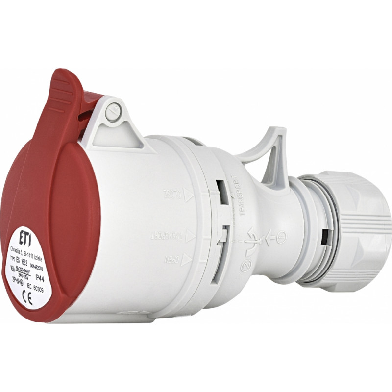 Розетка кабельна (силовий роз'єм) ES-1653 IP44 (16А, 400V, 3P+N+PE)