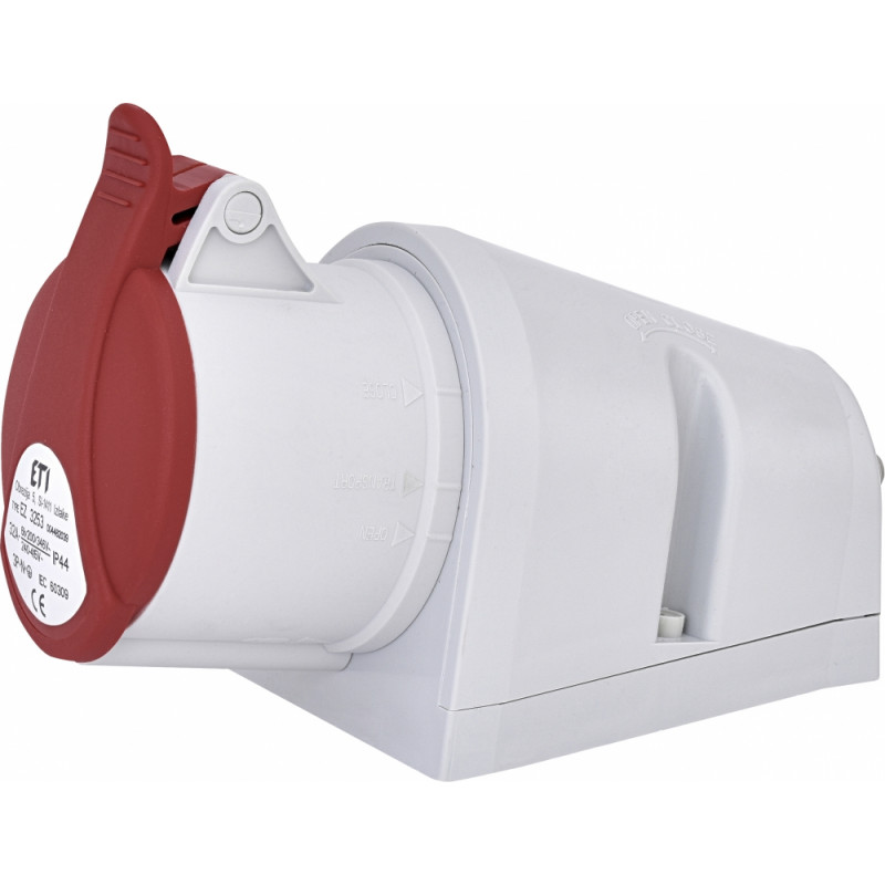 Розетка настінна (силовий роз'єм) EZ-3253 IP44 (32A, 400V, 3P+N+PE)