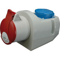 Розетка комбінована (силовий роз'єм) EZCZ-S-3243 IP44 (32A, 400V/230V, 3P+PE / EE 16S Schuko)