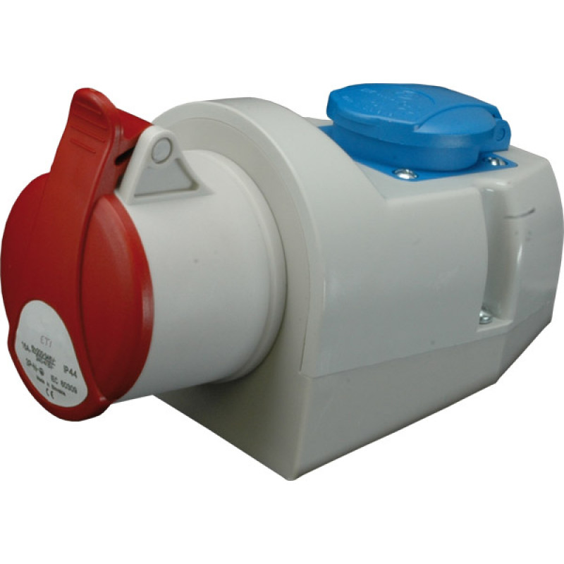Розетка комбінована (силовий роз'єм) EZCZ-S-3243 IP44 (32A, 400V/230V, 3P+PE / EE 16S Schuko)