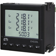 Аналізатор мережі END20L-RS (96x96мм, 85-253V AC/90-300V DC, RS-485, 1xNO, імпульсний вихід)
