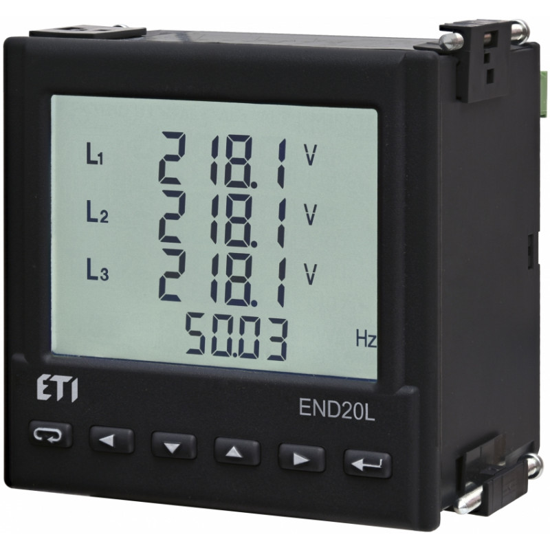 Аналізатор мережі END20L-RS (96x96мм, 85-253V AC/90-300V DC, RS-485, 1xNO, імпульсний вихід)