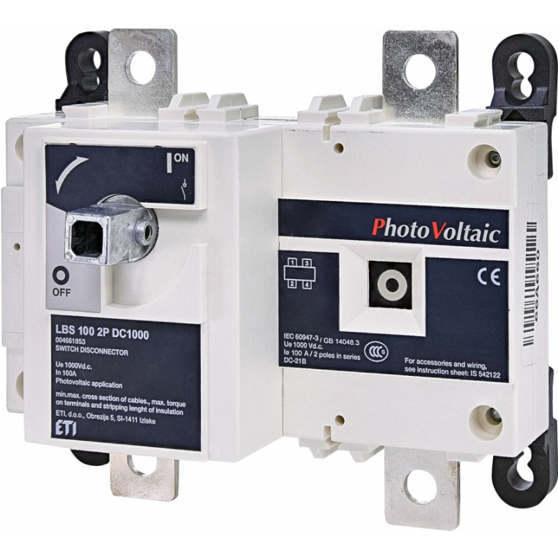 Вимикач навантаження LBS 100 2P DC1000 ("1-0", 100A, 1000V DC)