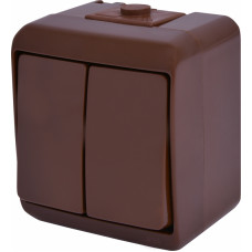 Вимикач 2-клавішний VHE-2-KR (коричневий, IP54)