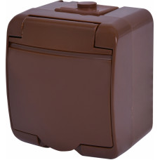 Розетка 1-на з з/к Schuko RHE-1s-KR (коричн./коричн. кришка, IP54)